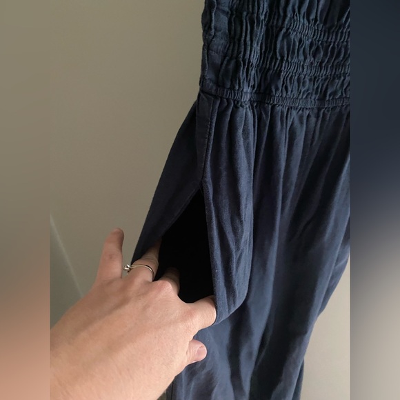 Madewell Navy Blue Linen-Blend Sophie Tank Wide-Leg Jumpsuit Size XS - Picture 4 of 7